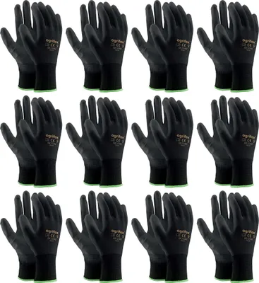 Produktbild von 12x Arbeitshandschuhe Mechanikerhandschuhe S (7) Gartenhandschuhe Schutzhandschuhe Schwarz