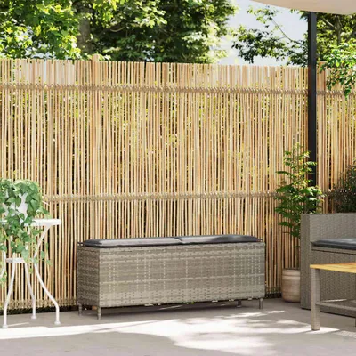 Zdjęcie produktu dla Ławka Ogrodowa Z Poduszką Jasnoszara 110X30X40,5 Cm Polirattan Lumarko!