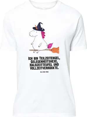 Produktbild von Mr. & Mrs. Panda T-Shirt Einhorn Hexe - Weiß - Geschenk, Frau, Shirt, Engel, Unicorn, Lustiges, Tshirt, große Größen, mit Spruch, Freundin, Ehefrau, Einhörner, Teufel