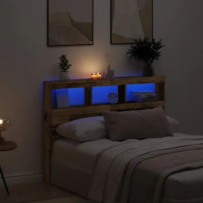 Produktbild von Möbel LED-Kopfteil mit Ablagen Altholz-Optik 140x17x102 cm - Kopfteile 863128
