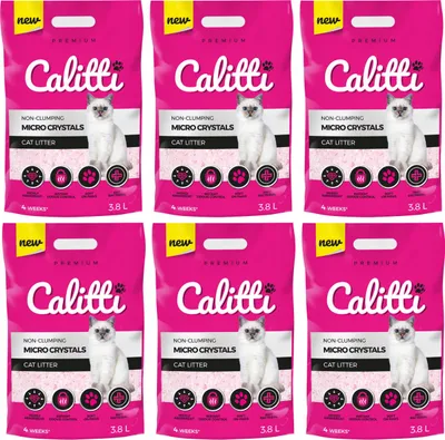 Produktbild von Calitti Micro Crystals - Unparfümiertes Silikon-Katzenstreu 3,8 L (6-er pack)