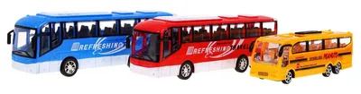 Produktbild von 3 Busmodelle für Kinder ab 3 Jahren: Schulbus + Reisebus + leuchtende Farben