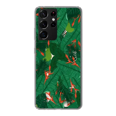 Produktbild von MuchoWow® Handyhülle Schutzhülle Hülle für Samsung Galaxy S21 Ultra Blumen - Blätter - Muster Silikon Softcase Handy Hülle - Mobiltelefon
