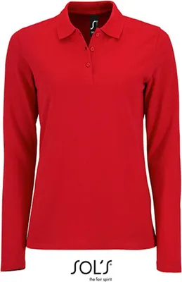 Produktbild von SOLs 02083 | Damen Long-Sleeve Piqué Polo Shirt Perfect - Farbe: Red - Größe: L