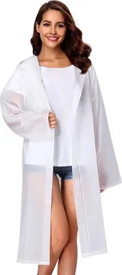Produktbild von Damen Transparent Regenponcho Wiederverwendbar Regenmantel Atmungsaktiv mit Kaputze Wasserdicht Regencape für Reisen,Festival,Wandern