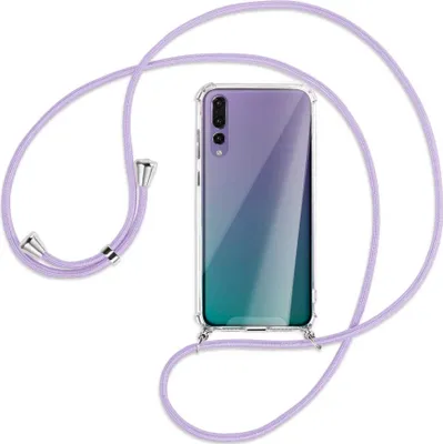 Produktbild von Handykette Backcover-Schutzhülle mit Band (Metall silberfarben) für Huawei P20 Pro - violett