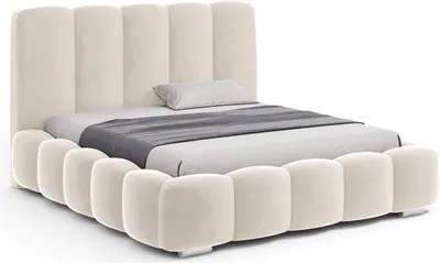 Produktbild von FURMEB GLAMOUR Polsterbett Bett mit Bettkasten Plsch 140x200cm Hellbeige