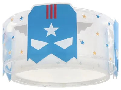Produktbild von Deckenleuchte für Kinder, Blau, Helden Design, leuchtet im Dunkeln, 2-flammig, Doppelschirm