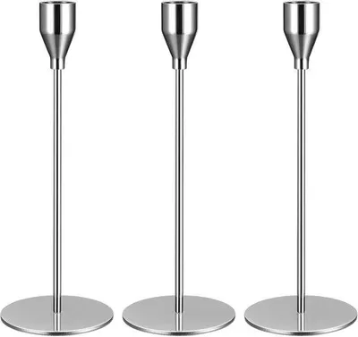 Produktbild von Famanu Vintage Kerzenhalter Set von 3 – Konische Metallkerzenständer 24 cm – Tischdekoration für Dinner und Fest