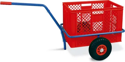 Produktbild von Handwagen mit Kunststoffkorb, H 410 mm, rot, LxBxH 1250 x 640 x 660 mm, Tragkraft 200 kg