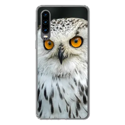 Produktbild von MuchoWow® Handyhülle Schutzhülle Hülle für Huawei P30 Eine braune Eule mit orangefarbenen Augen Silikon Softcase Handy Hülle - Kartenbesitzer