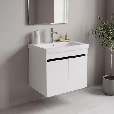Produktbild von Waschtisch-Set Venus | Waschbecken | Waschtisch mit Unterschrank Badmöbel 60 cm