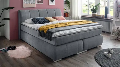 Produktbild von Boxspringbett Malin 180x200 Doppeltbett anthrazit inkl. Topper