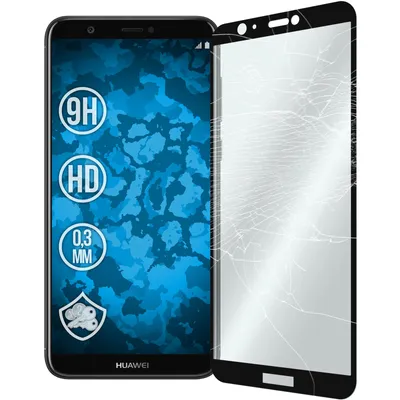 Produktbild von 2er-Pack PhoneNatic Glas-Folie klar full-screen schwarz kompatibel mit Huawei P Smart - Panzerglas für P Smart