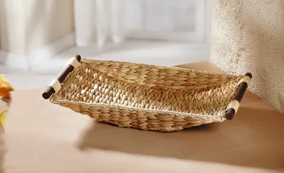 Produktbild von Moderne Schale mit Holzgriffen Korb, Deko, Füllkorb, Tisch deko, Früchte, Obst