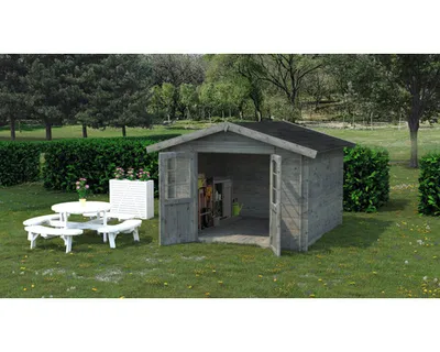 Produktbild von Gartenhaus Palmako Lotta 7,3 m² 340 x 330 cm tauchgrundiert grau