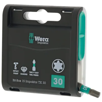 Obrázok produktu pre Wera 15 Impaktor TX, 15 kusov, Torx, 25,4 / 4 mm (1 / 4"), Šesťhranný, Plast, Box