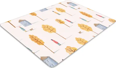 Obrázok produktu pre Podlahová ochranná podložka - Ochranná podložka pod stoličku - Podlahová podložka - 120x90 cm - Domy pod stromami.