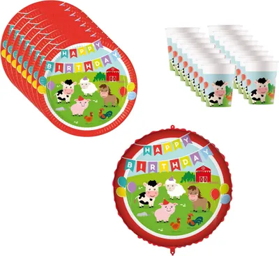Produktbild von 25-tlg. Bauernhof Party Set für Kindergeburtstag