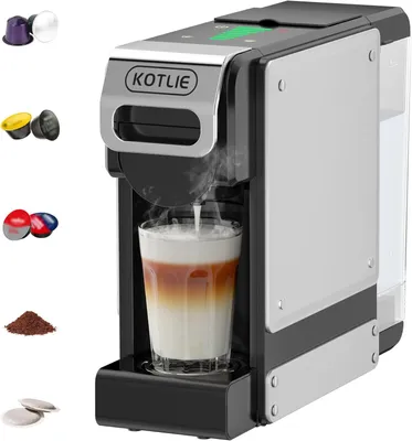 Kaffeekapselmaschine 5-in-1, 1 l Tank, schwarz-silber