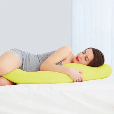 Obrázek produktu pro Polštář pro spánek na boku, zelený, cca 40 x 140 cm – potah z mikrovlákna včetně prémiového polštáře, pratelný, vhodný jako polštář na tělo i na spaní