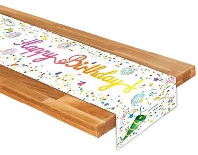 Produktbild von Tischdecke Geburtstag Schwarz Weiß 186x36cm Polyester Leinen Party Deko