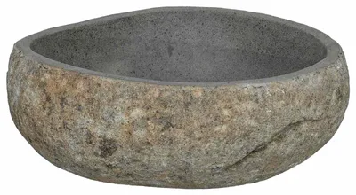 Zdjęcie produktu dla vidaXL Umywalka z kamienia rzecznego Jasnoszary 45 x 35 x 15 cm Kamień rzeczny