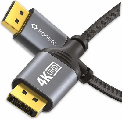 Image de Câble DisplayPort SONERO, mâle/mâle, 4K60, gris/noir, 1 m