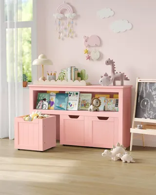 Produktbild von VASAGLE Spielzeugregal mit Rollen, Aufbewahrungsschrank, 30 x 102 x 60 cm, rosa