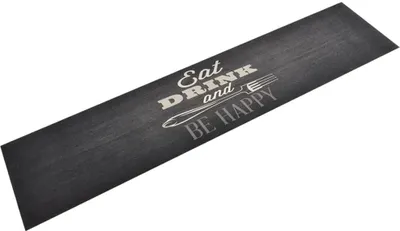 Produktbild von The Living Store Küchenteppich Waschbar Küche Schwarz 60x300 cm Samt