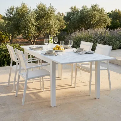 Immagine prodotto di Milani Home - tavolo da giardino allungabile, alluminio, 8 posti, bianco, piano 150/210 x 100 cm