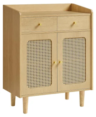 Produktbild von VASAGLE Sideboard, Küchenschrank mit Türen in Rattan-Optik, Boho-Stil