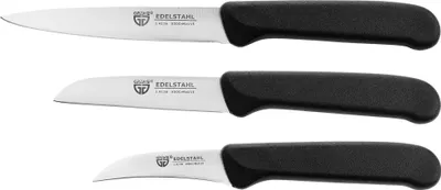 Produktbild von GRÄWE Obstmesser & Gemüsemesser, 3er Set, kleines Küchenmesser-Set, Schälmesser, Edelstahl, schwarz, super scharf geschliffen
