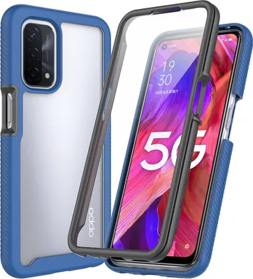 Produktbild von OPPO A54 5G Hülle, TPU Bumper mit Eingebautem Displayschutz 360 Grad Komplettschutz Schutzhülle für OPPO A54 5G / A74 5G Dunkelblau