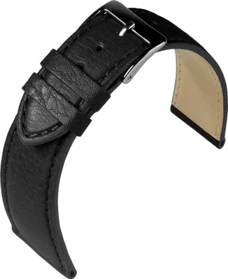 Produktbild von Eulit Country Uhrenarmband Rindleder genarbt schwarz > Ton in Ton Naht, Stegbreite:18mm, Schließe:Schwarz
