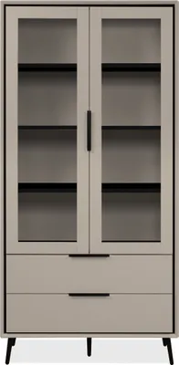 Immagine prodotto di Calicosy - Credenza alta con 2 ante in vetro, 2 cassetti e 6 ripiani interni, 90 cm - ARONA