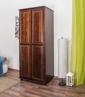 Produktbild von Schrank Massivholz Kiefer Nussfarben 2-türig 190x80x60 cm