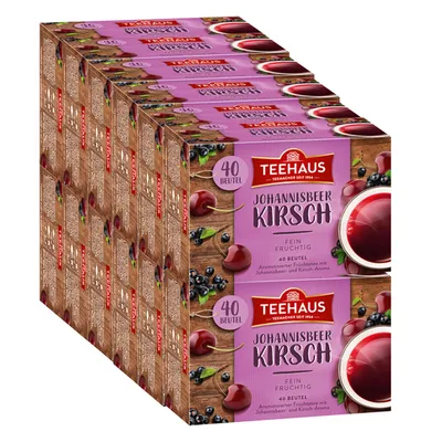 Obrázek produktu pro Teehaus červený rybíz třešeň ovocný čaj jemný ovocný 90g 12 balení