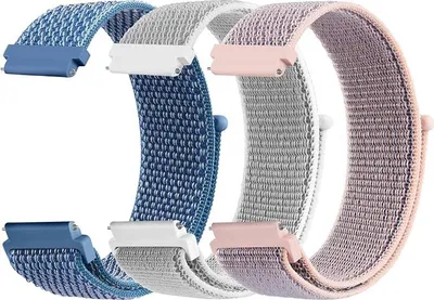Image de Bracelet Smartwatch silicone 20mm Mugust 3 pcs velcro gris/rose/bleu