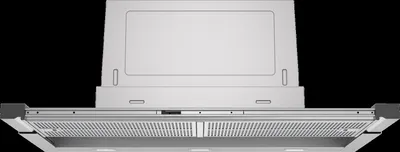 A product shot of a range hood against a black background.