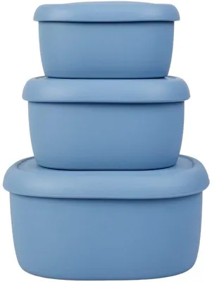 Produktbild von Ibenzoa® 3er-Set lebensmittelechte Platinsilikon-Frischhaltedosen – luftdichte Deckel, spülmaschinenfest, -40°C bis +230°C, blau