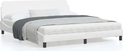 Produktbild von Design Bettgestell mit Kopfteil Weiß 180x200 cm Kunstleder, Klassische Betten 2024 Neu