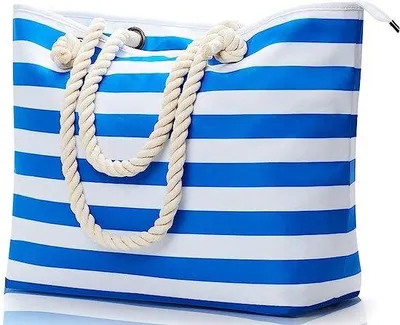 Produktbild von Unyqoos® Große XL Strandtasche mit Reißverschluss – wasser- und reißfester Stoff, 50×14,1×7,08 cm, 0,6 kg, 3 Innenfächer, für 3–4 Personen & 4–5 Handtücher, 12 Farben