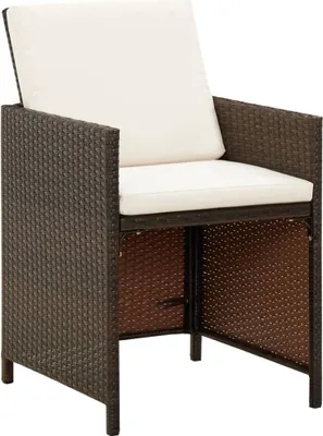 Produktbild von vidaXL Garten-Essstühle mit Kissen 4 Stk. Braun Poly Rattan