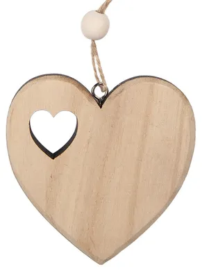 Zdjęcie produktu dla Clayre & Eef – zawieszka w kształcie serca, 8 x 2 x 8 cm, brązowe drewno