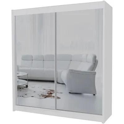 Image de BEAUTYSOFA armoire avec portes coulissantes DEBRA 200cm - armoire avec tiroirs et miroir (blanc)