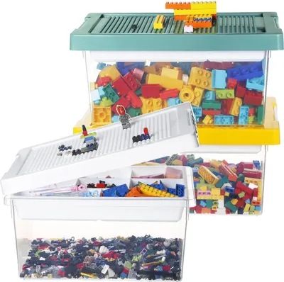 Image de Greentainer Boîte de rangement avec couvercle & plaque de construction, set de 3 pièces en PPplusplus_AUX, pour chambre d'enfant