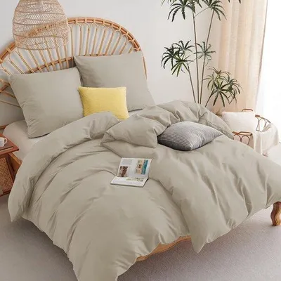 Immagine prodotto di Ibenzoa® Set di lenzuola in microfibra confortevole, 4 pezzi, color beige, composto da: 2 federe da 135x200 cm + 2 federe da 80x80 cm, traspirante, con cerniera