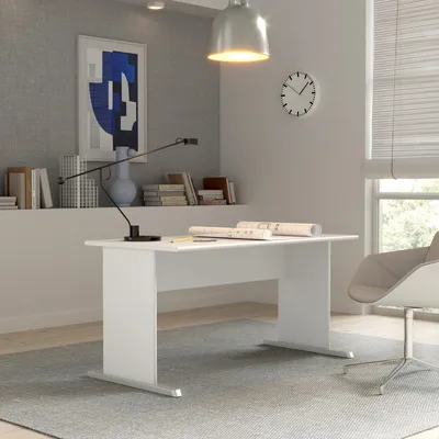 Produktbild von Schreibtisch "Tempra" in Weiß. Abmessungen (BxHxT) 144x72x72 cm