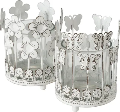 Produktbild von Windlicht Pipita Eisen Glas weiß H 12cm